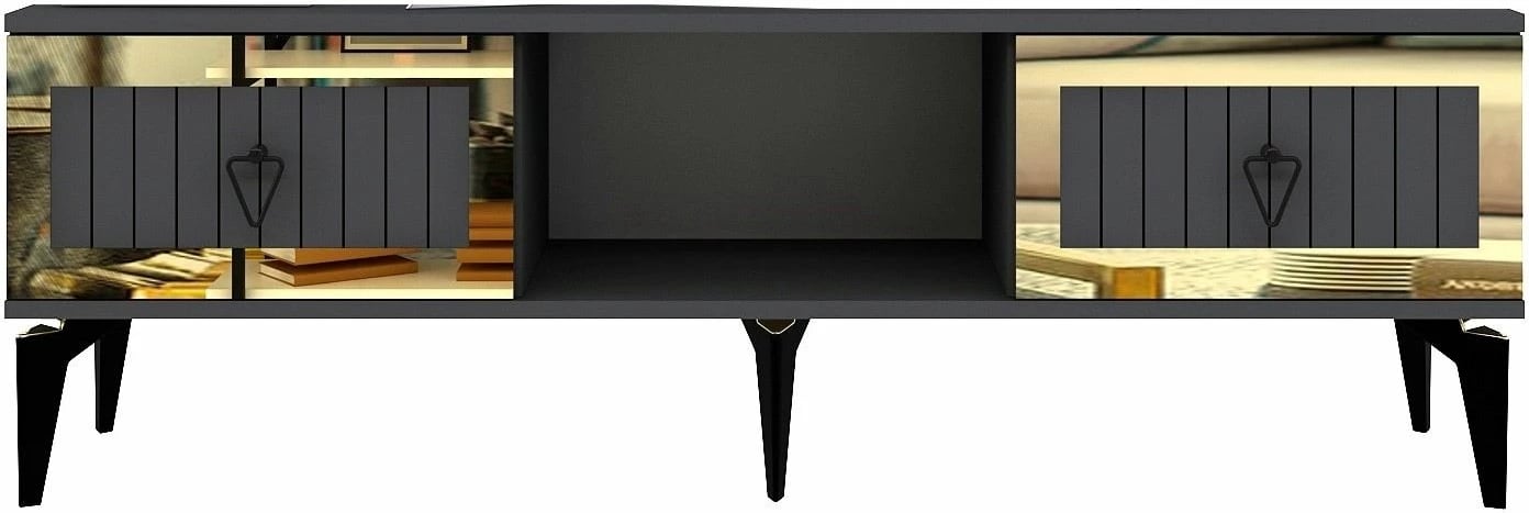 Komodë TV Skye Decor, Linda, antracit dhe ar