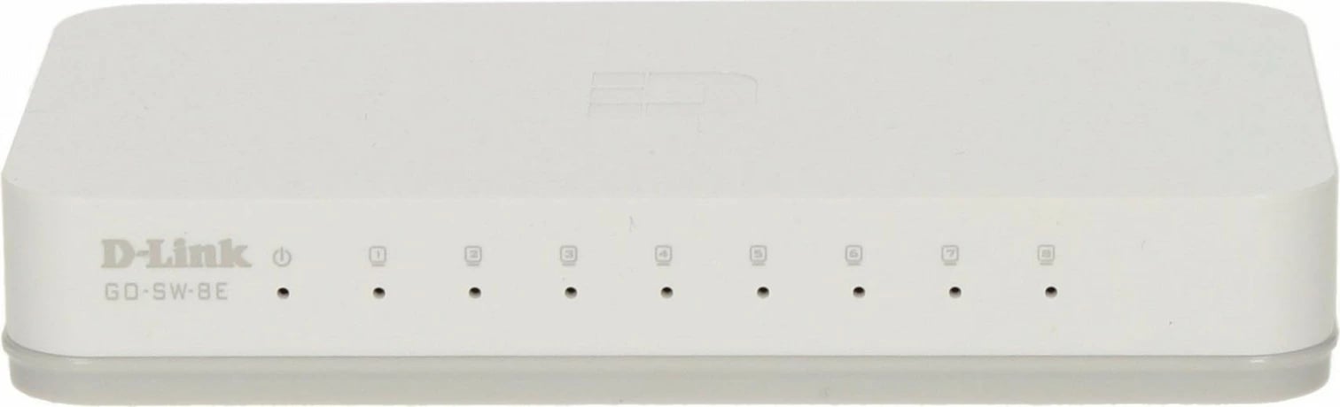 Switch D-Link GO-SW-8E/E 8 porta 10/100 Fast Ethernet i pa-menaxhuar desktop pa ventilator, i bardhë