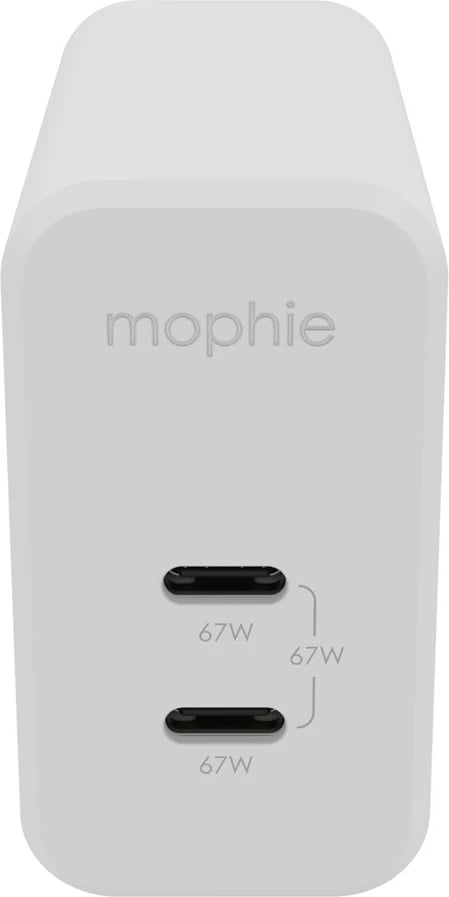 Karikues muri mophie, 2x USB-C, 67W, GaN, i bardhë, EU