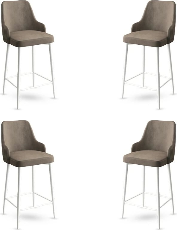 Set karrigesh për bar (4 copë), Hanah Home, Enox - kapuçino, e bardhë