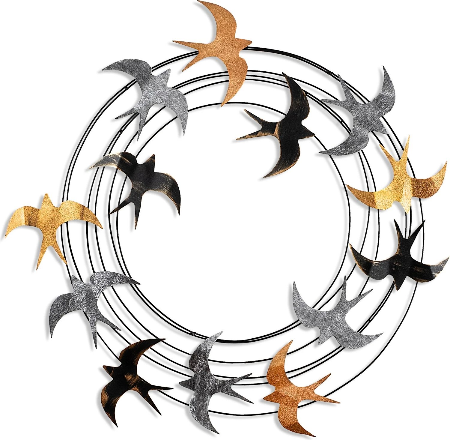 Aksesor dekorativ metalik për mur, Wallity Spiral Flock 6, shumëngjyrësh, 87x87x5cm