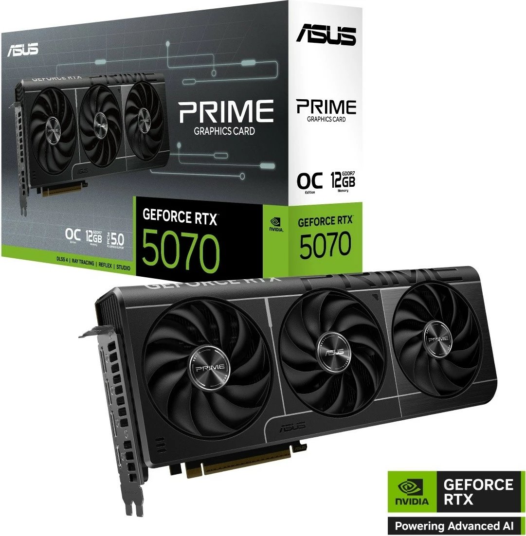 Kartelë grafike Asus GeForce RTX 5070 OC PRIME, 12 GB DDR7, PCI-E 5.0, e zezë Kartelë grafike Asus GeForce RTX 5070 OC PRIME, 12 GB DDR7, PCI-E 5.0, e zezë