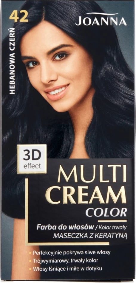 Farë për flokë për femra Joanna Multi Cream Color 42 Ebony Black, 1 copë