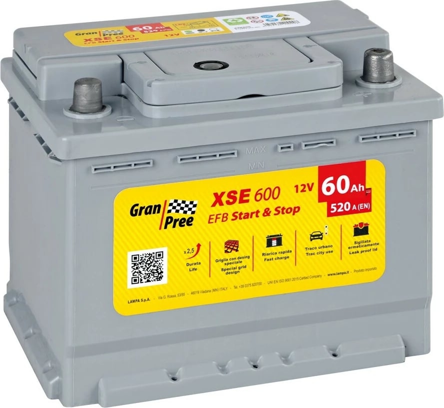 Bateri 12v - Gran Pree Start-stop Efb - 60 Ah - 520 A