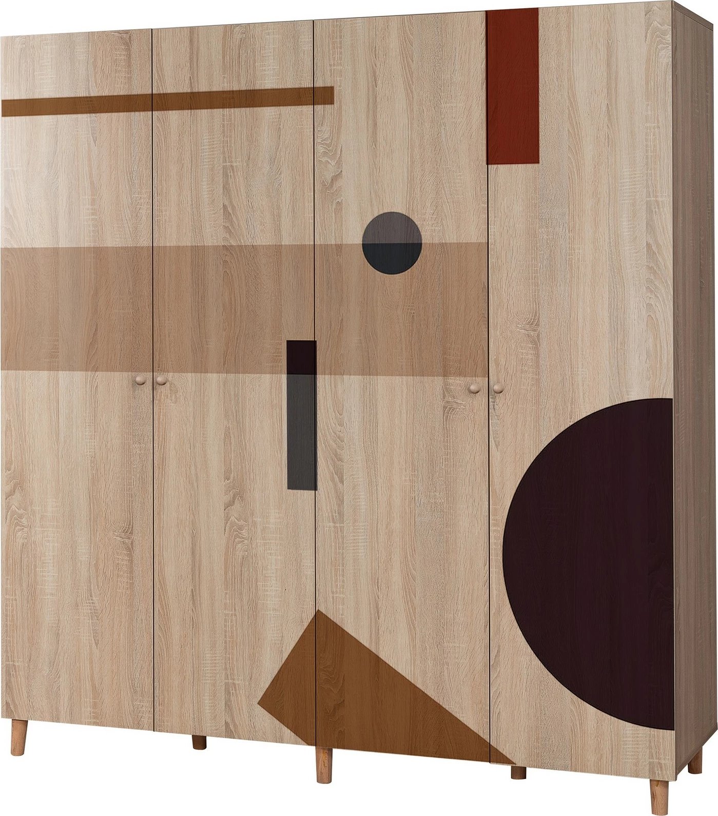 Dollap garderobe Skye Decor, Loni 4 -969, ngjyrë sonomo, me rafte të shumtë