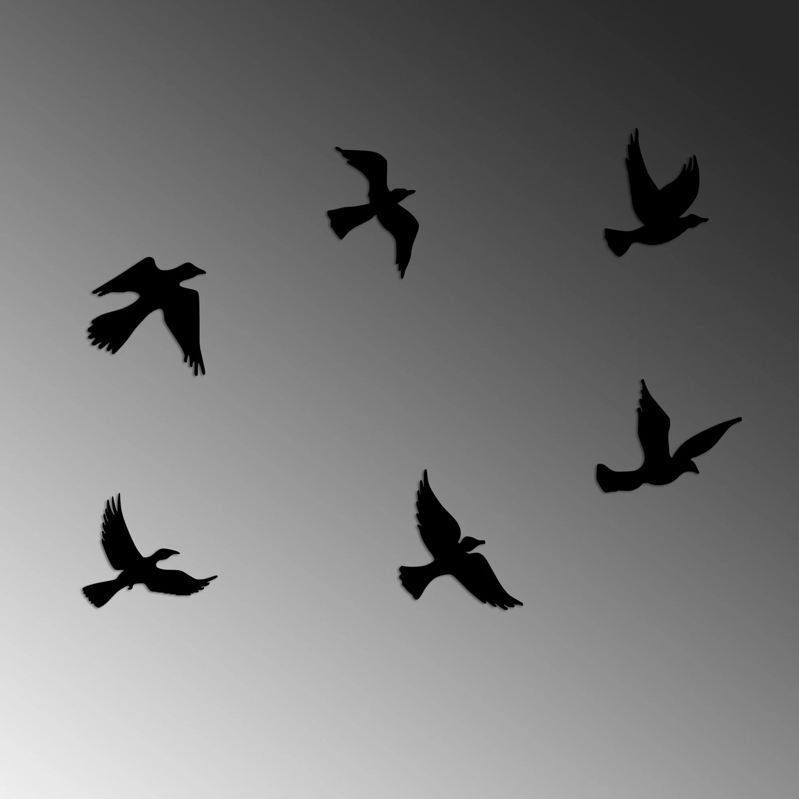 Aksesor dekorativ metalik për mur, zogj fluturues, Wallity