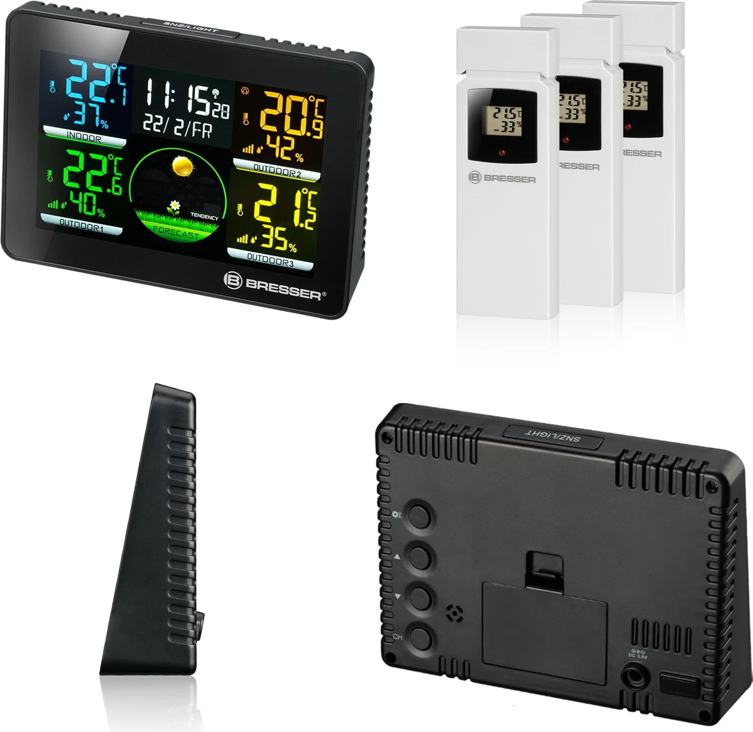 Termo-higrometër Bresser Quadro NLX me 3 sensorë wireless, ekran me ngjyra Termo-higrometër Bresser Quadro NLX me 3 sensorë wireless, ekran me ngjyra