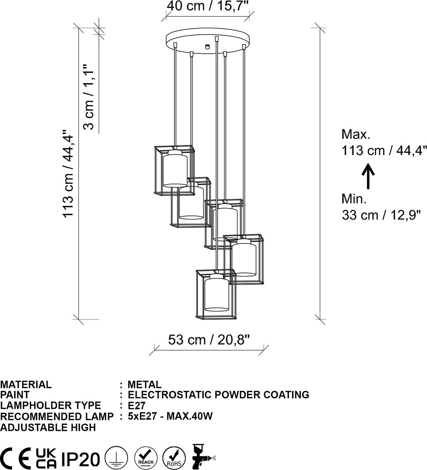 Llambë tavani Opviq, Swank - 702-9, ngjyrë ari