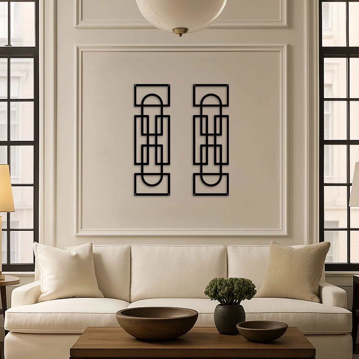 Set dekorativ metalik për mur, 2 copë, ngjyrë e zezë, Echo Forms, Wallity, APT837