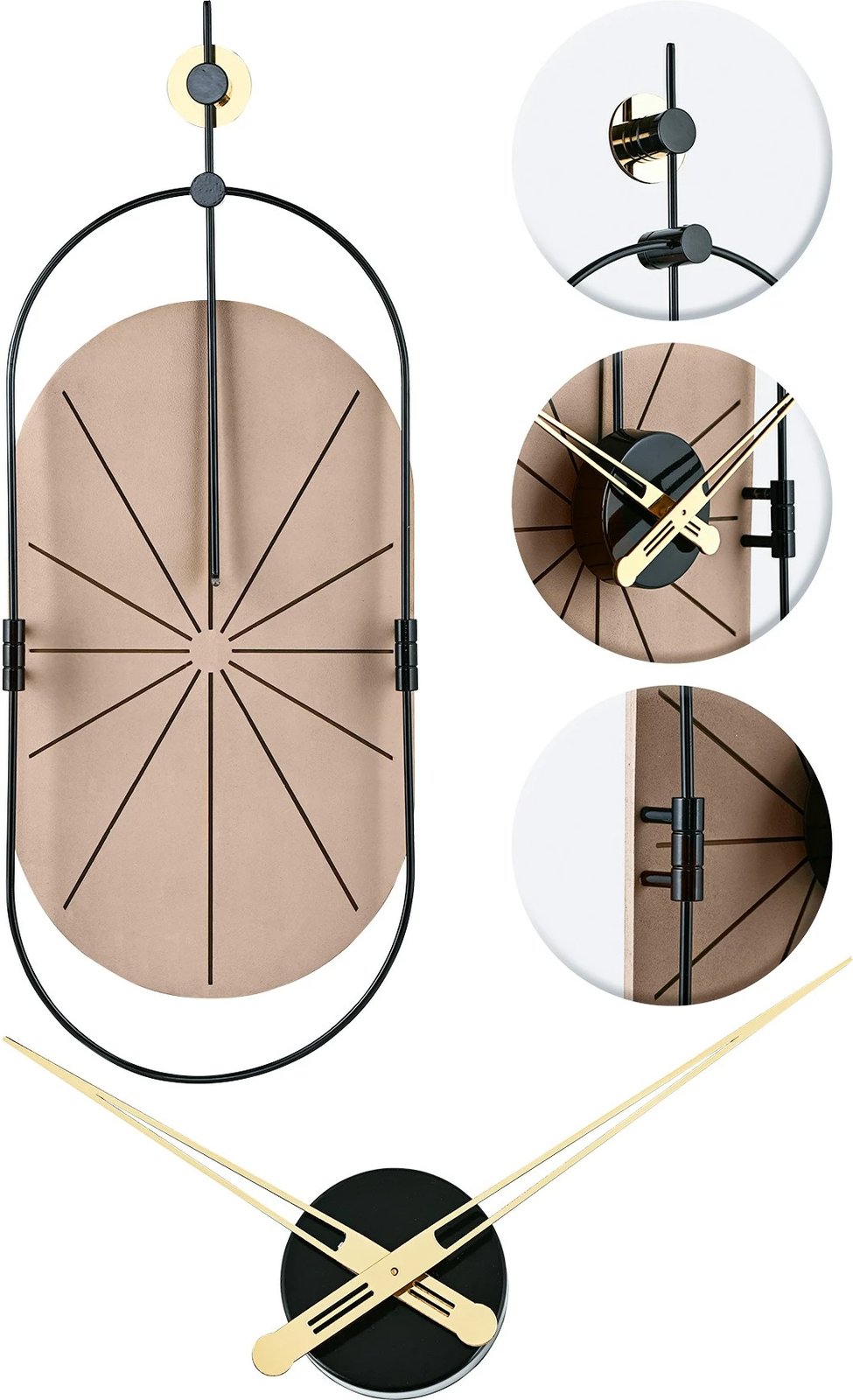 Orë muri dekorative Wallity, metal dhe MDF, ngjyrë kafe e zezë, 77x29cm