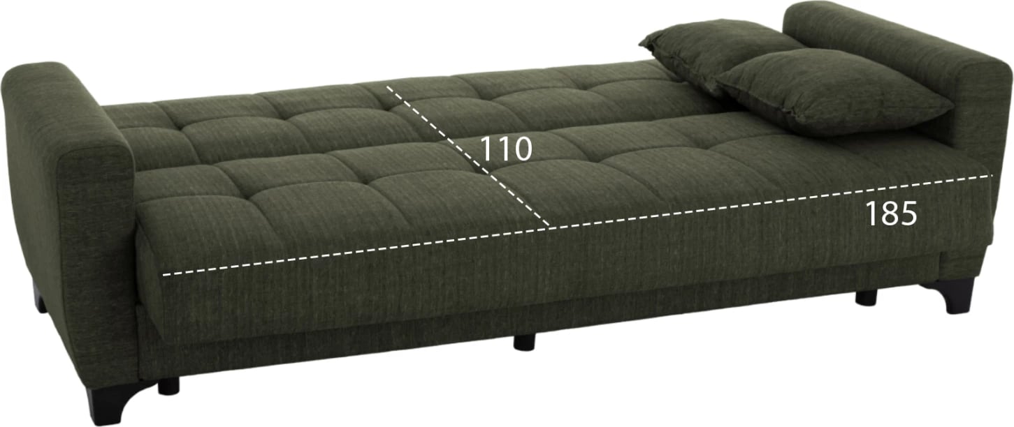 FH3242.05, 3-vendëshe divan-shtrat, shpinë e lartë, ulli i errët, 215x84x88 cm