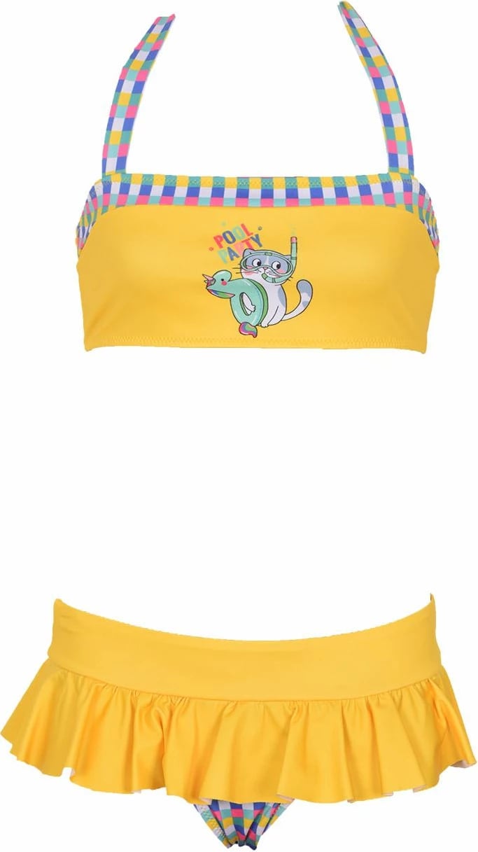Set bikini për fëmijë, dy pjesë, ngjyrë e verdhë, Jumeon, Kitty