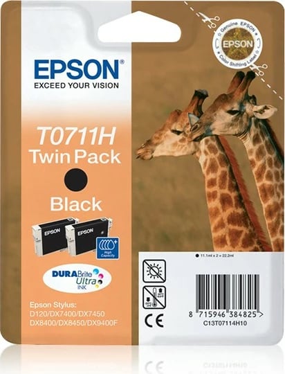 Toner Epson T0711H DURABrite Ultra, dy pako, pigment, e zezë