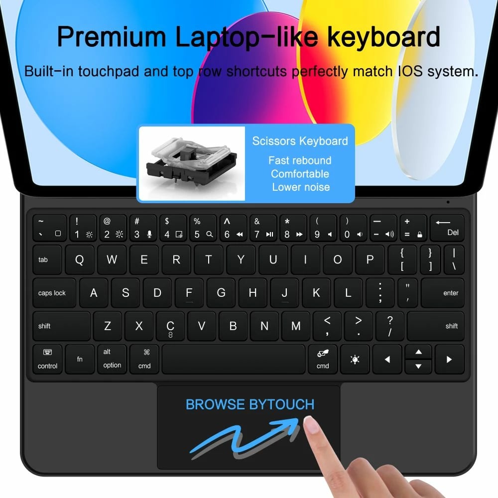 Mbështjellës me tastierë Tech-Protect SmartCase Magnetic për iPad 10.9" 2022 / iPad 11" 2025, e zezë