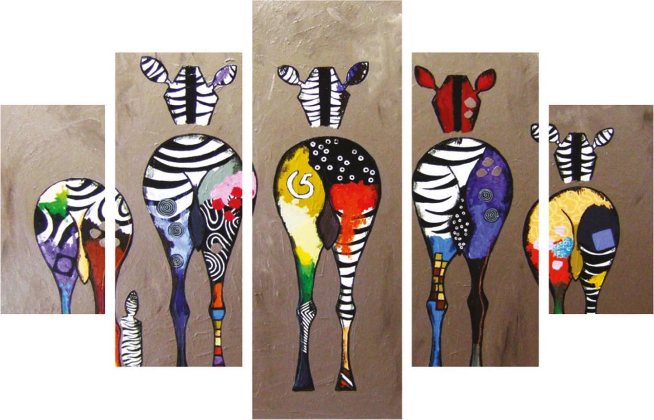 Pikturë muri MDF me zebra FH7207.03, 82Χ56x3, 5 pjesë