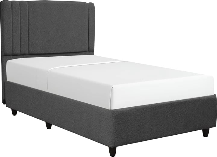 Krevat me hapësirë për depo, Lineo, boucle, ngjyrë antracit, 120x200cm