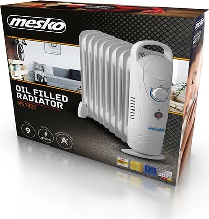 Ngrohës me vaj, Adler MS 7805, 1000W, 9 rebra, kontroll temperature, gri