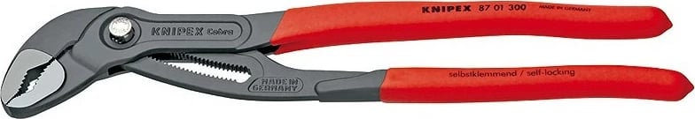 Knipex Cobra klesta slip-joint 300mm, 30 pozicione, krom-vanadium, dorezë plastike e kuqe