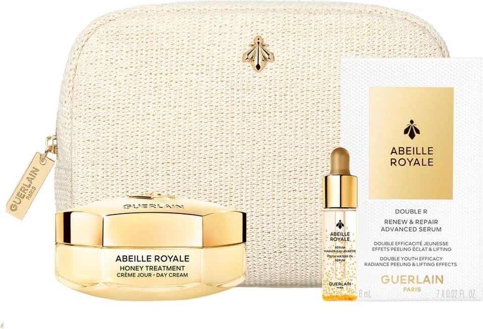 Set për fytyrë Guerlain Abeille Royale Age-Defying Ritual Honey Treatment Day Cream për femra, 50ml + 5ml + 7x0.6ml