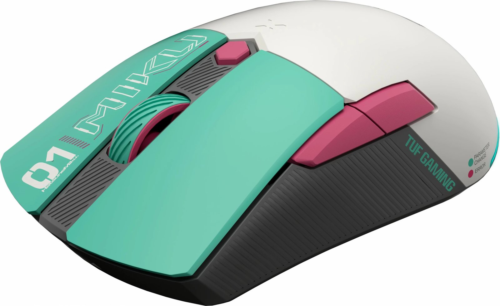 Maus wireless ASUS TUF Gaming Mini Hatsune Miku Edition, gaming, turkuaz/rozë