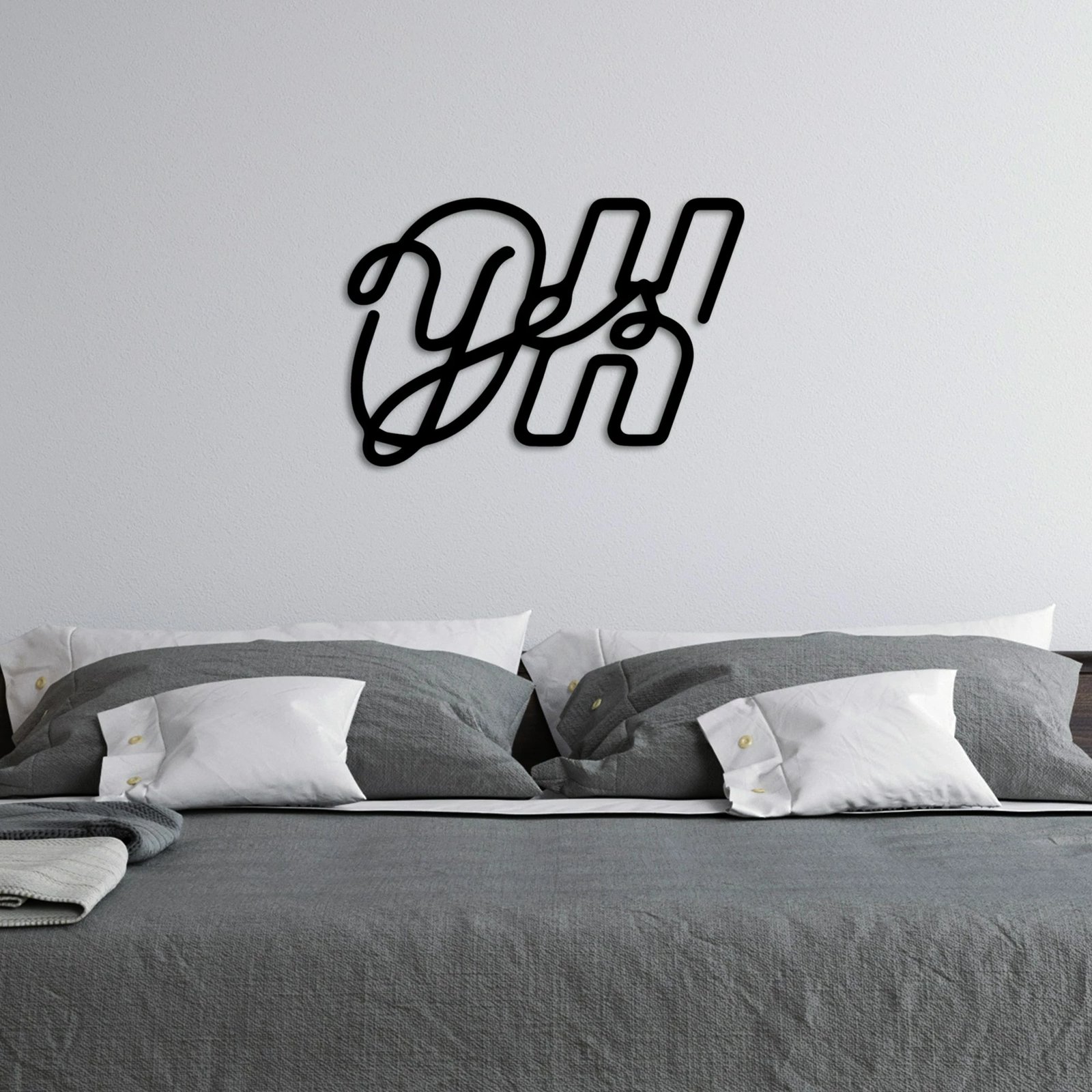 Aksesor dekorativ metalik për mur, Wallity, Oh Yes, ngjyrë e zezë, 61x41cm