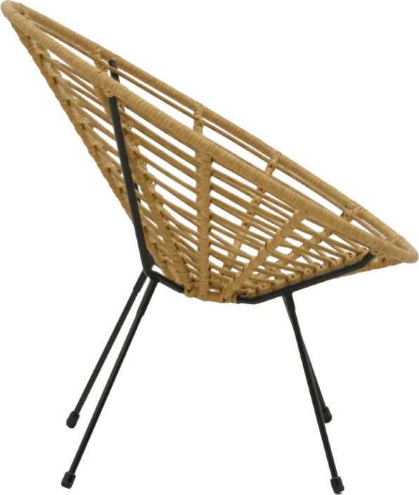 Karrige Naoki pe natyrale-këmbë metalike të zeza 78x74x87cm