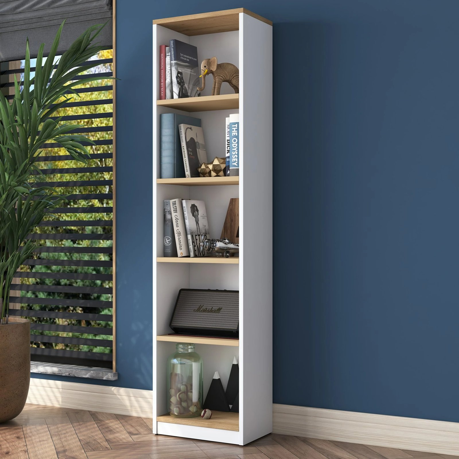 Raft librash Hanah Home, HC111 - 2639, bardhë dhe arre, 40x161.8x25cm