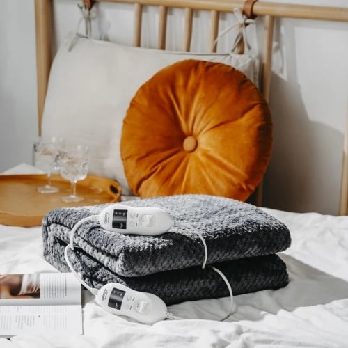 Nën-batanije elektrike me timer, Adler Camry CR 7417, dyshe 150x160 cm, 8 nivele ngrohjeje, 2x60W, lahet në 30°C, gri