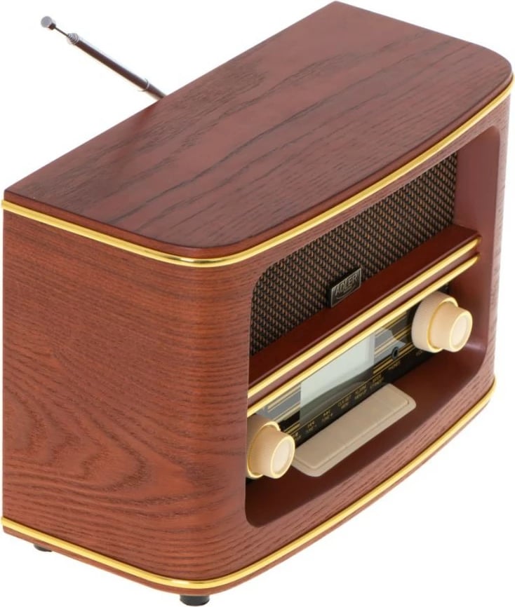 Radio retro Adler AD1187 me Bluetooth, USB, FM, ngjyrë dru