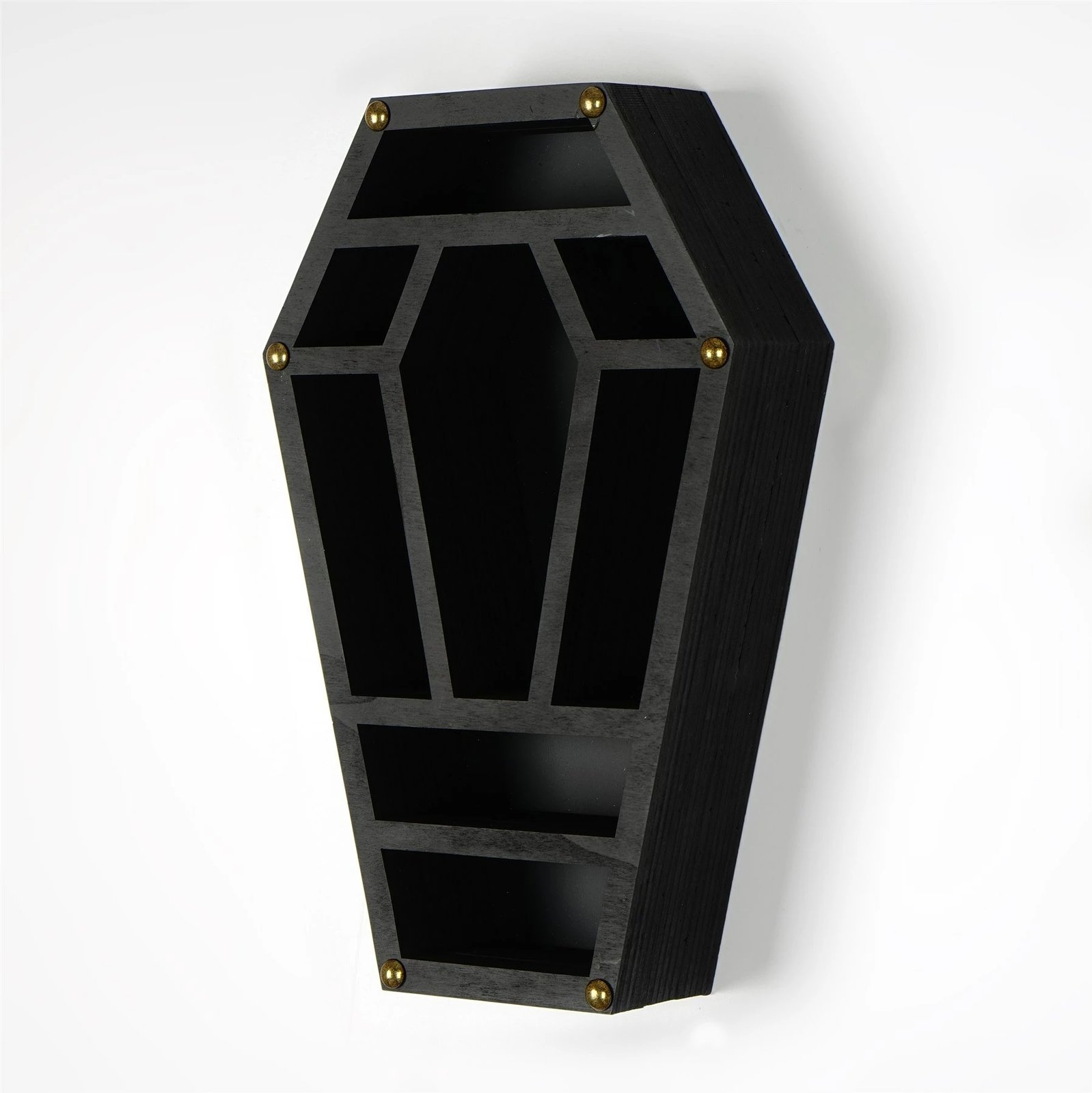 Raft dekorativ muri prej druri, ngjyrë e zezë, Skye Decor, Cry038