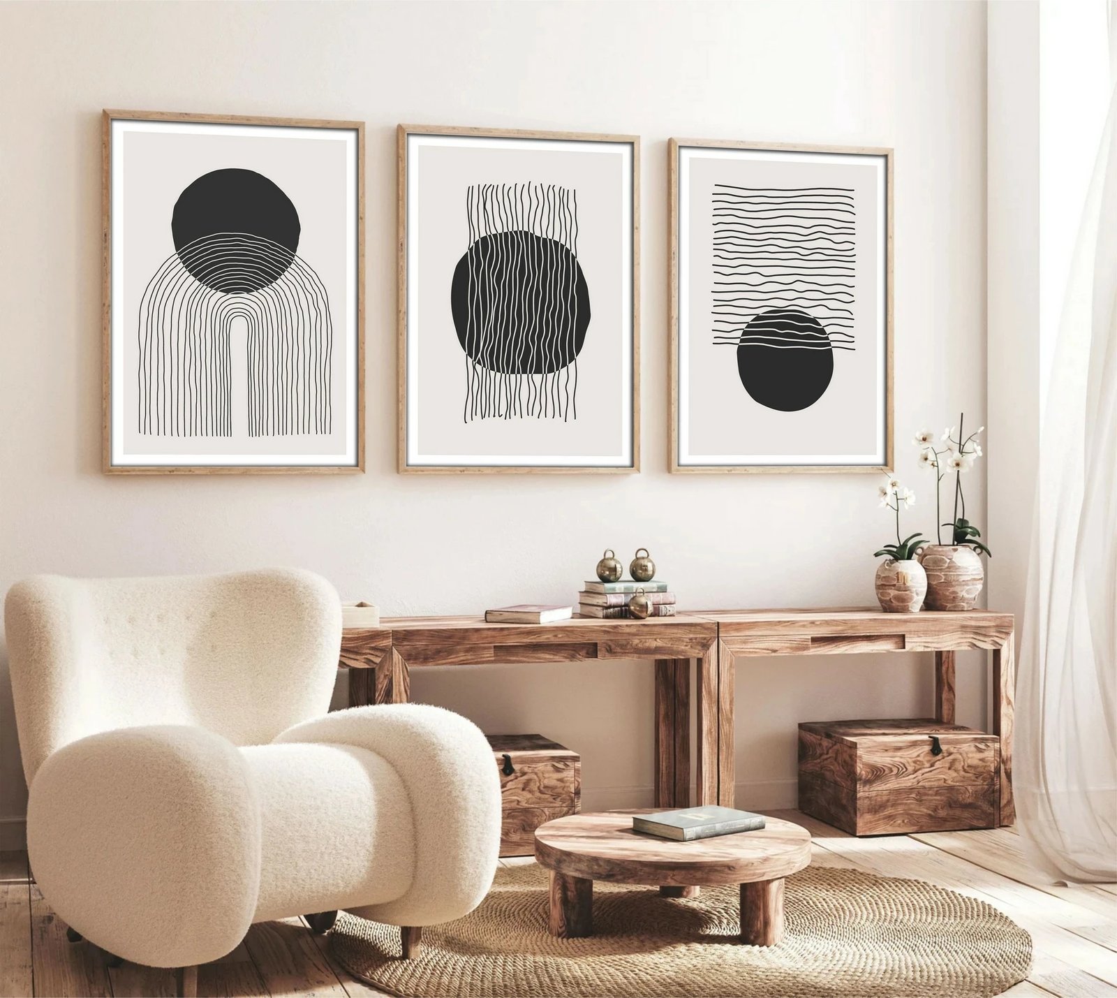 Pikturë dekorative me kornizë MDF (3 copë), Wallity, Huhu213, 50x35cm