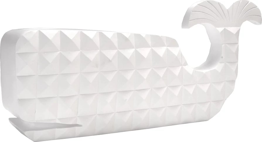 Dekor peshk PISTRIS, polirezine, i bardhë, 40x11x18 cm