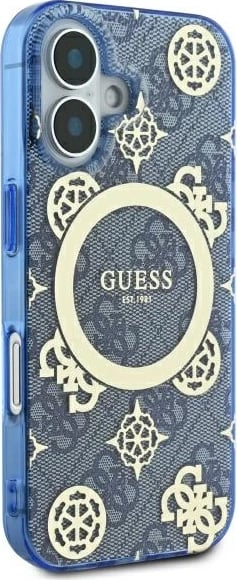 Mbështjellës Guess Peony On 4G MagSafe për iPhone 16, Blu Mbështjellës Guess Peony On 4G MagSafe për iPhone 16, Blu