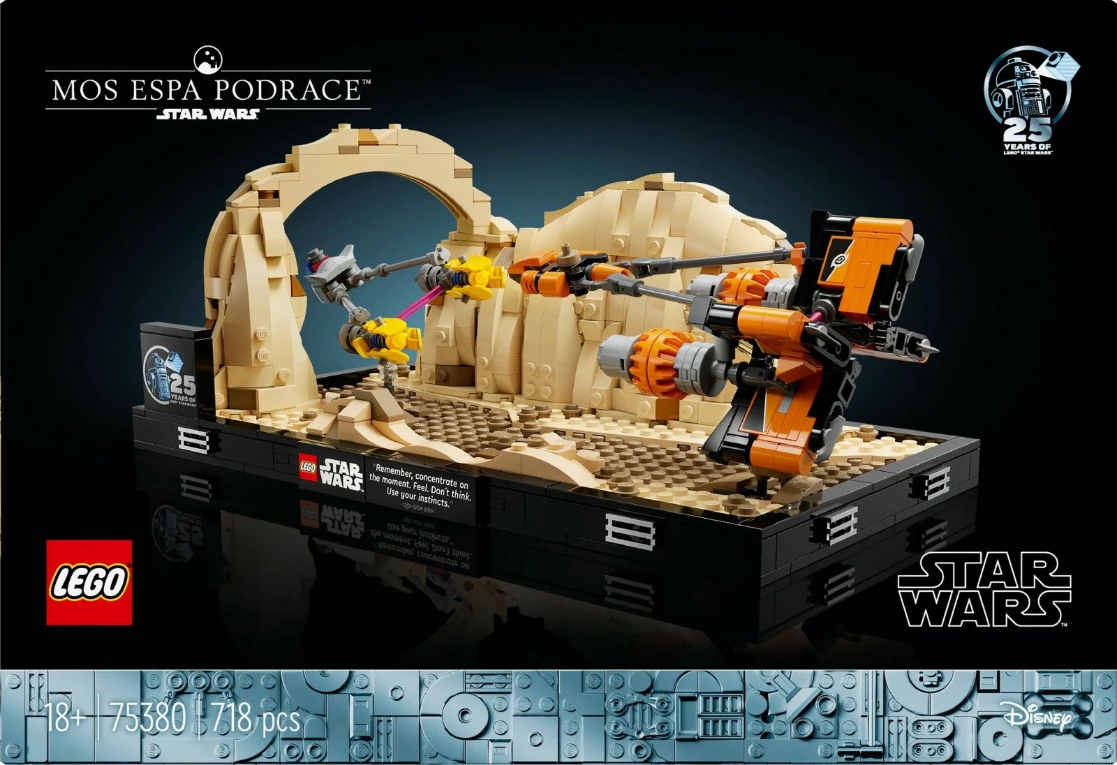 Set ndërtimi LEGO Star Wars Diorama 75380 Mos Espa Racer Race, 718 pjesë, për të rritur