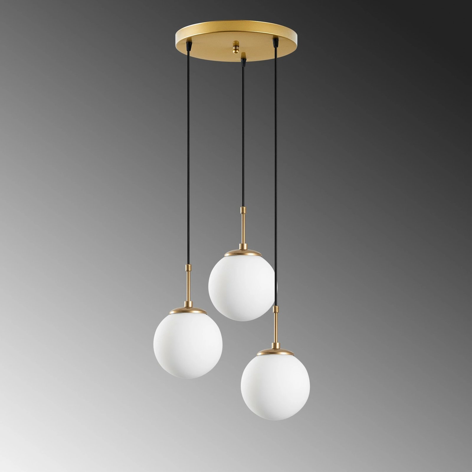 Llambë tavani Opviq Orbital, ngjyrë ari, 3 sfera, 45x45x120cm