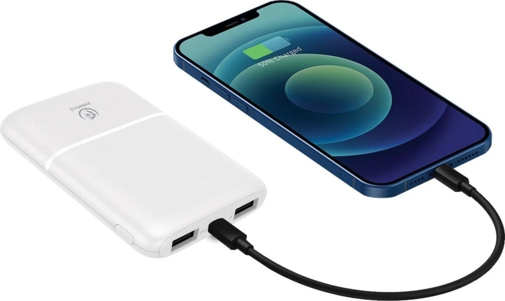 Powerbank Rebeltec P5, 5000mAh, 10W, 3 porta, Bardhë
