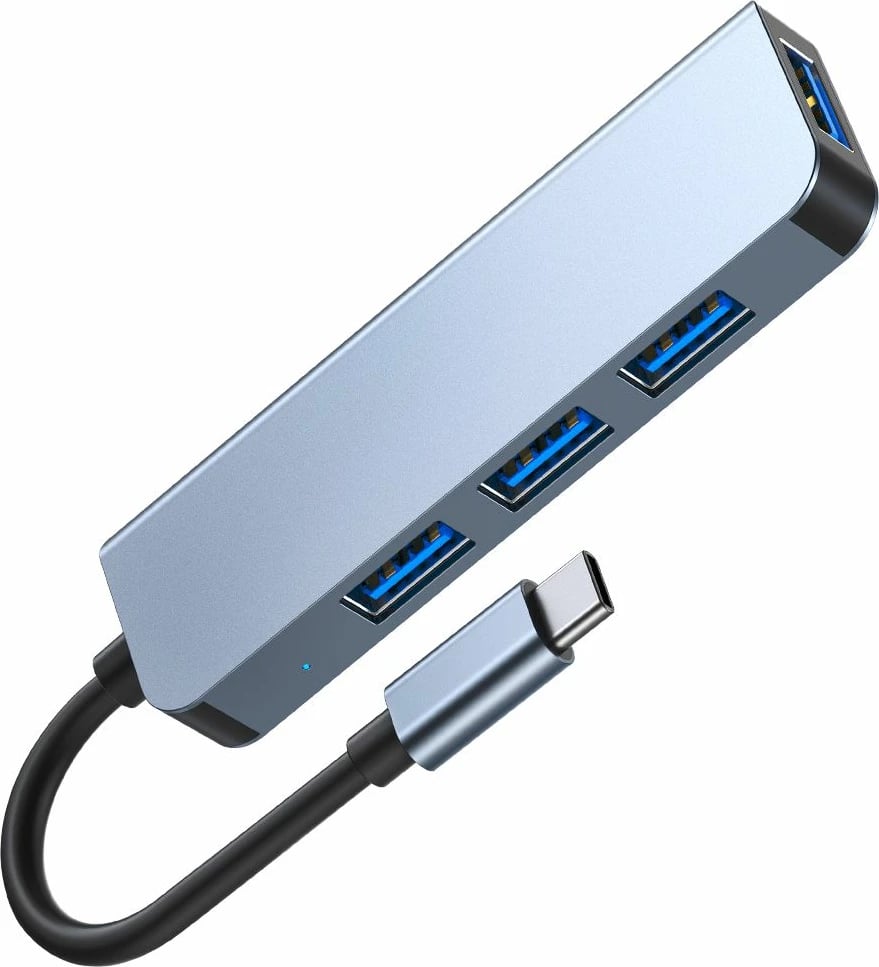 HUB Tech-Protect V1 4in1, USB-C në 3x USB-A 2.0 / USB-A 3.0, Gri