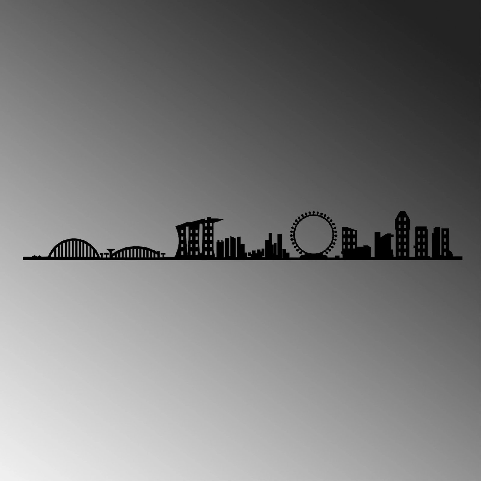 Aksesor dekorativ metalik për mur, skyline i Singaporit, Wallity