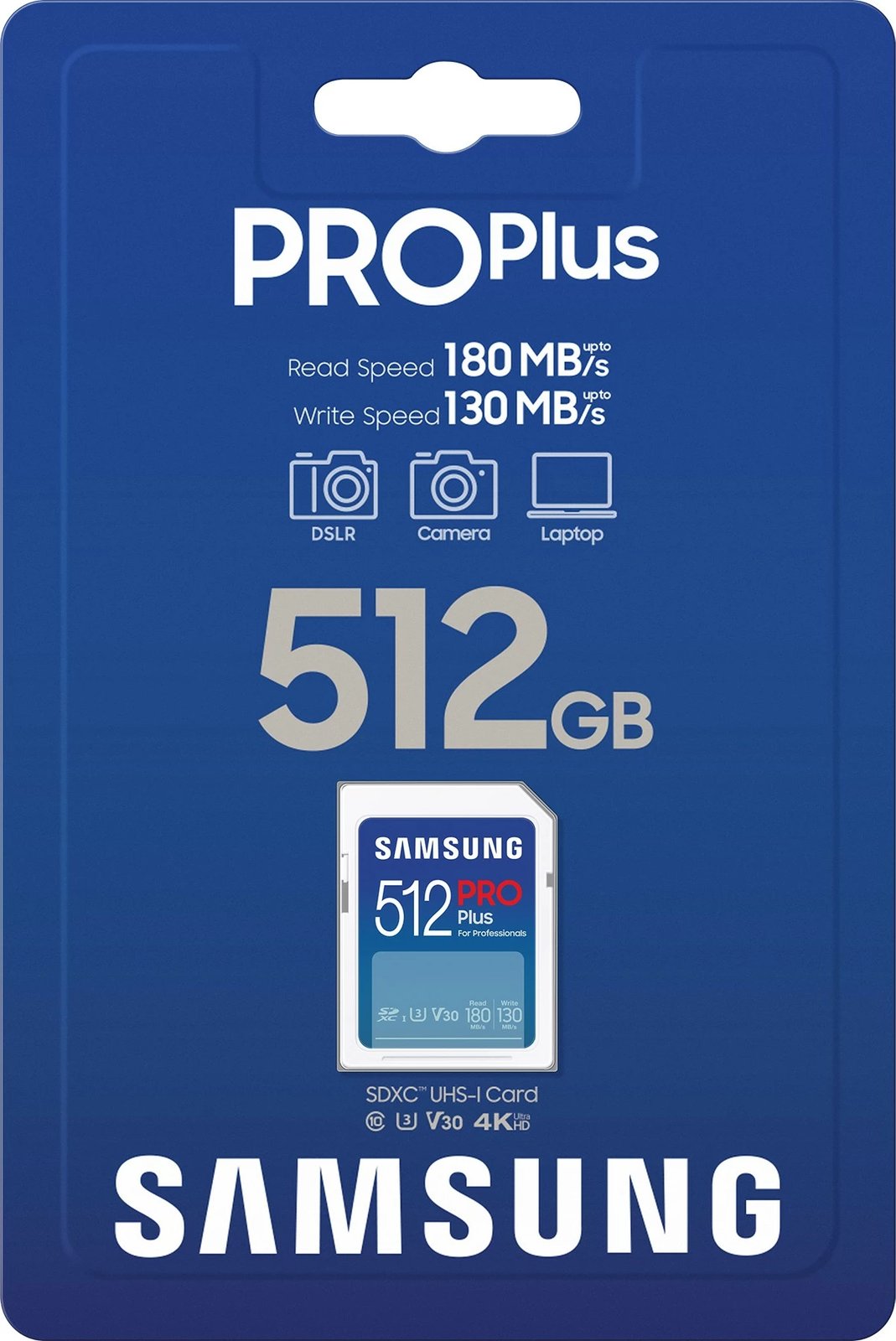 Kartelë SD Samsung PRO Plus 512GB, Class 3, UHS-I, e bardhë