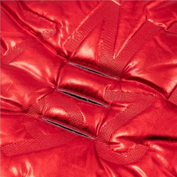 Thes dimri për karrocë/ulëse bebe, New Baby, Luxury Fuzzy, me kapuç me gëzof, zinxhir rreth e përqark, vrima për rripa 5-pikësh, 98x48 cm, i kuq