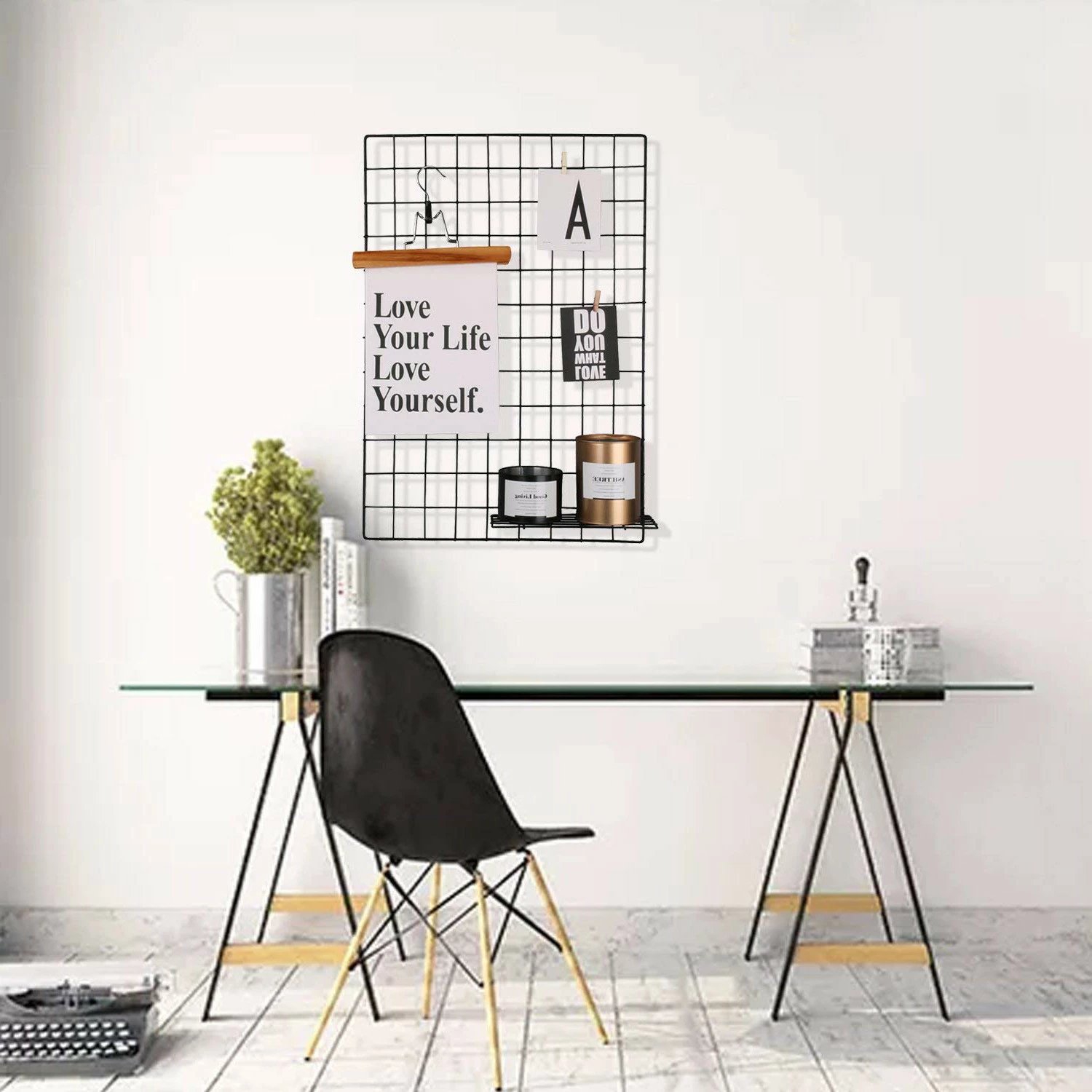 Aksesor dekorativ metalik për mur Wallity, WR002, i zi, 50x70x3cm
