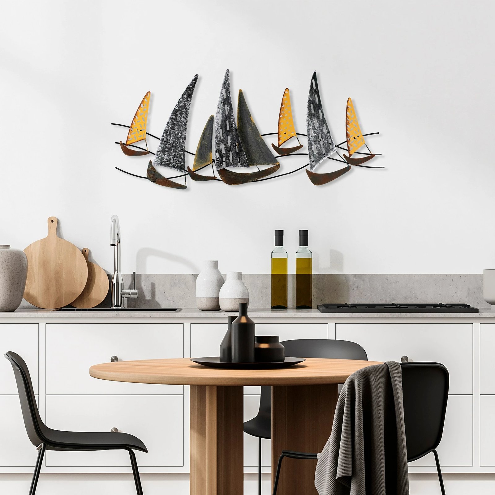 Aksesor dekorativ metalik për mur Wallity, Uskuna 2, shumëngjyrësh, 51x120cm