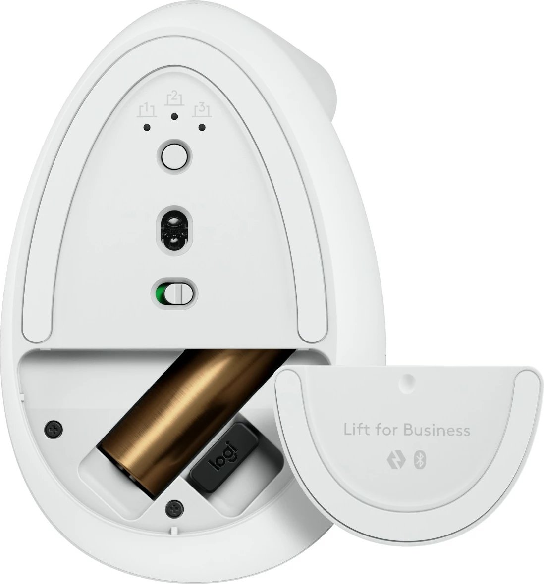 Maus Logitech Lift për Biznes, vertikal, 6 butona, wireless, Bluetooth, Bolt USB, ngjyrë e bardhë