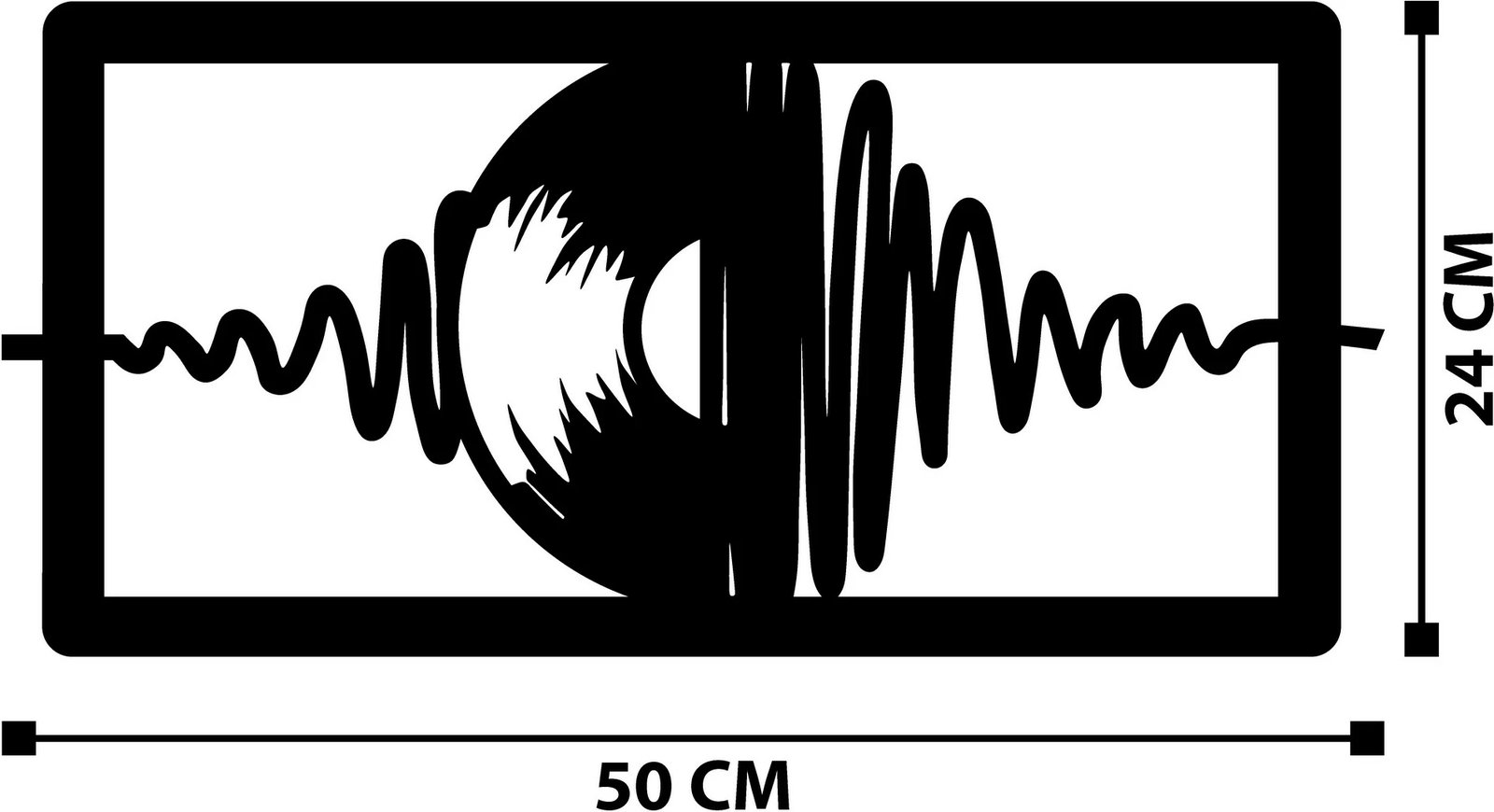 Aksesor dekorativ metalik për mur, Wallity, Timsal, ngjyrë e zezë, 50x24cm