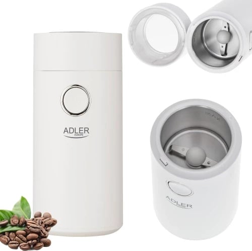 Mulli kafeje Adler AD 4446, 150 W, kapacitet 75 g, kapak transparent me bllokim sigurie, e bardhë/argjendtë Mulli kafeje Adler AD 4446, 150 W, kapacitet 75 g, kapak transparent me bllokim sigurie, e bardhë/argjendtë