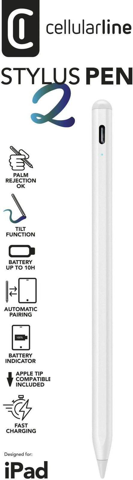 Stylus pen Cellularline për iPad, 130mAh, gri