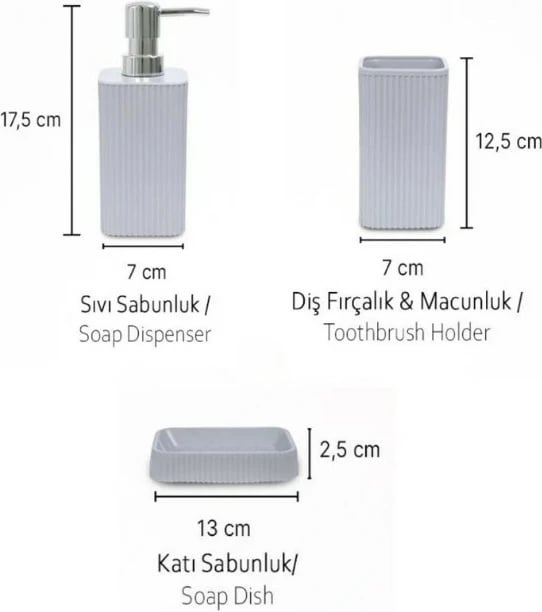 Set banjoje 3 pjesësh Mijölnir, PZR-042, e bardhë/gri