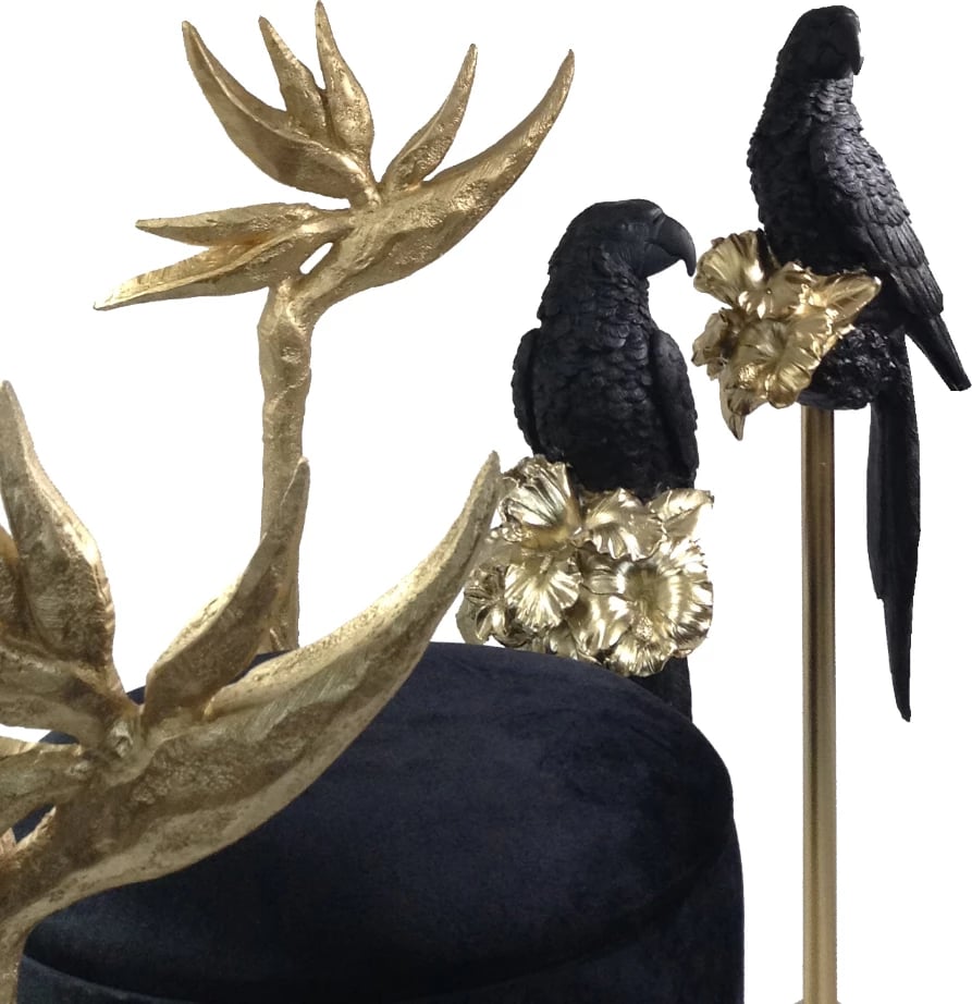 Dekor papagall, ngjyrë e zezë dhe ari, 15x18x64cm