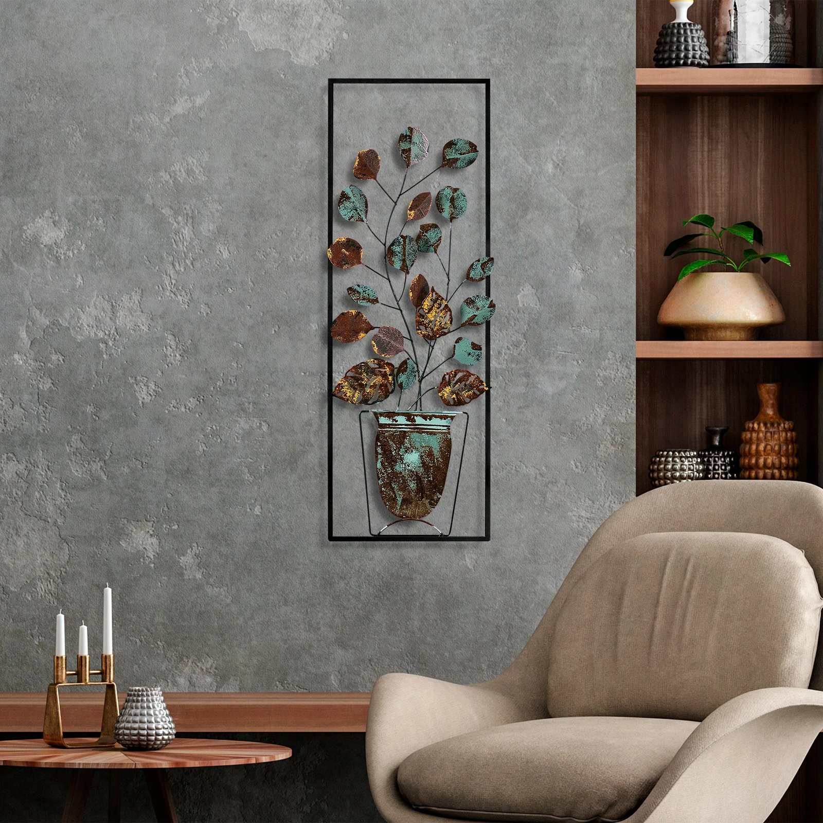 Aksesor dekorativ metalik për mur Wallity, Alder - 077 (3)