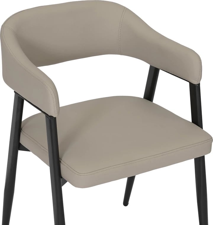 Karrige e ulët Sezan, lëkurë PU, ngjyrë gri-bezhë, 56x55x78cm